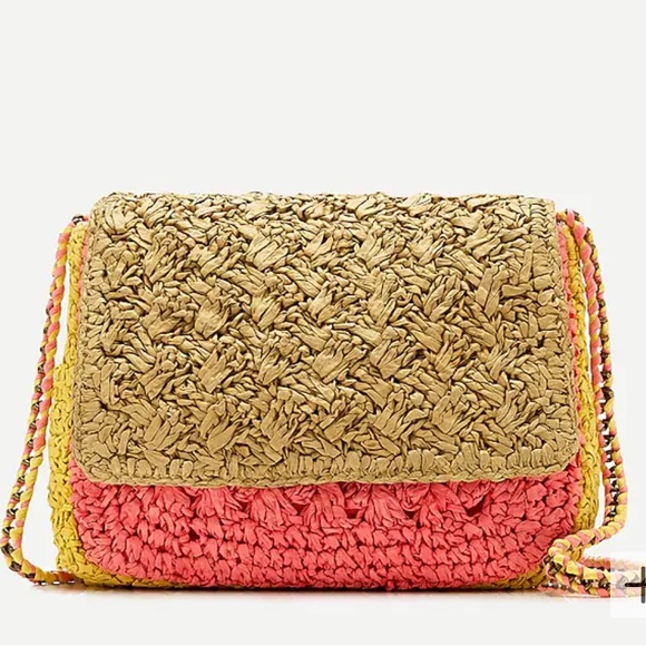 JCREW Colorblocked Raffia Crossbody Bag BRAND NEW - Picture 1 of 7